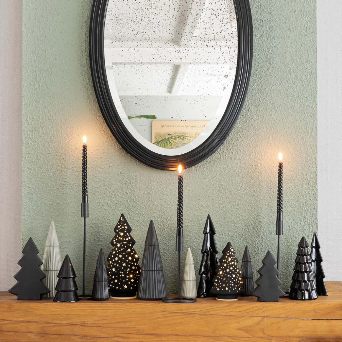 Candle Holder Matt Black | 32 Cm | Metal