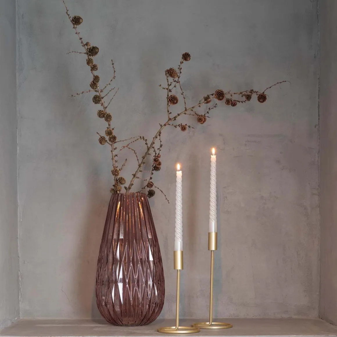 Candle Holder Matt Gold | 25 Cm | Metal