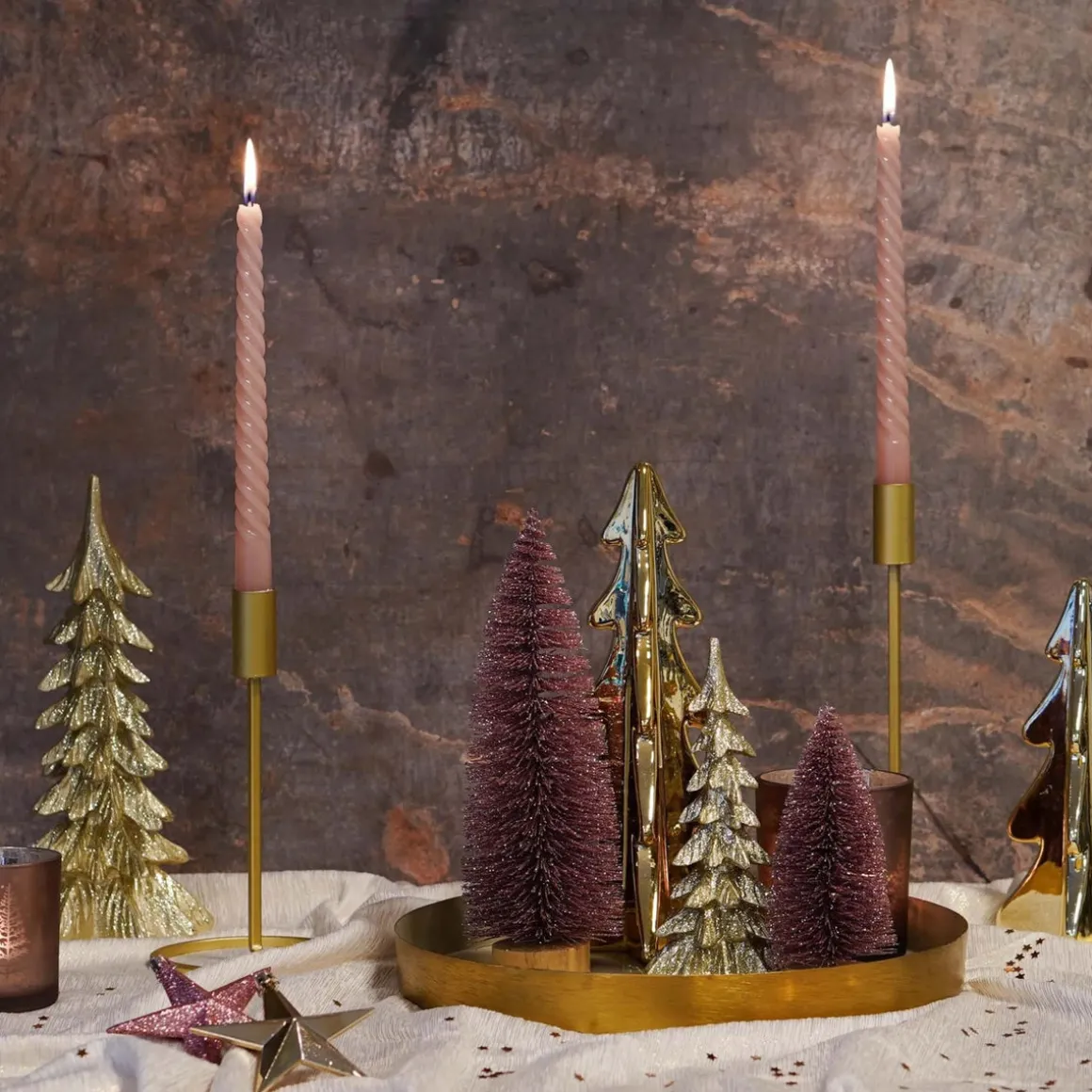 Candle Holder Matt Gold | 25 Cm | Metal