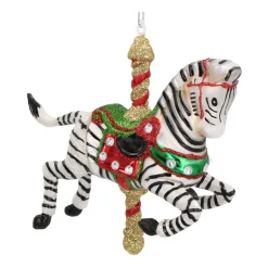 Carousel Zebra Christmas Ornament | Glass | 10 Cm