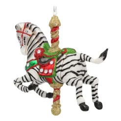 Carousel Zebra Christmas Ornament | Glass | 10 Cm