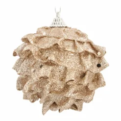 Champagne Bauble With Ruches | 8 Cm