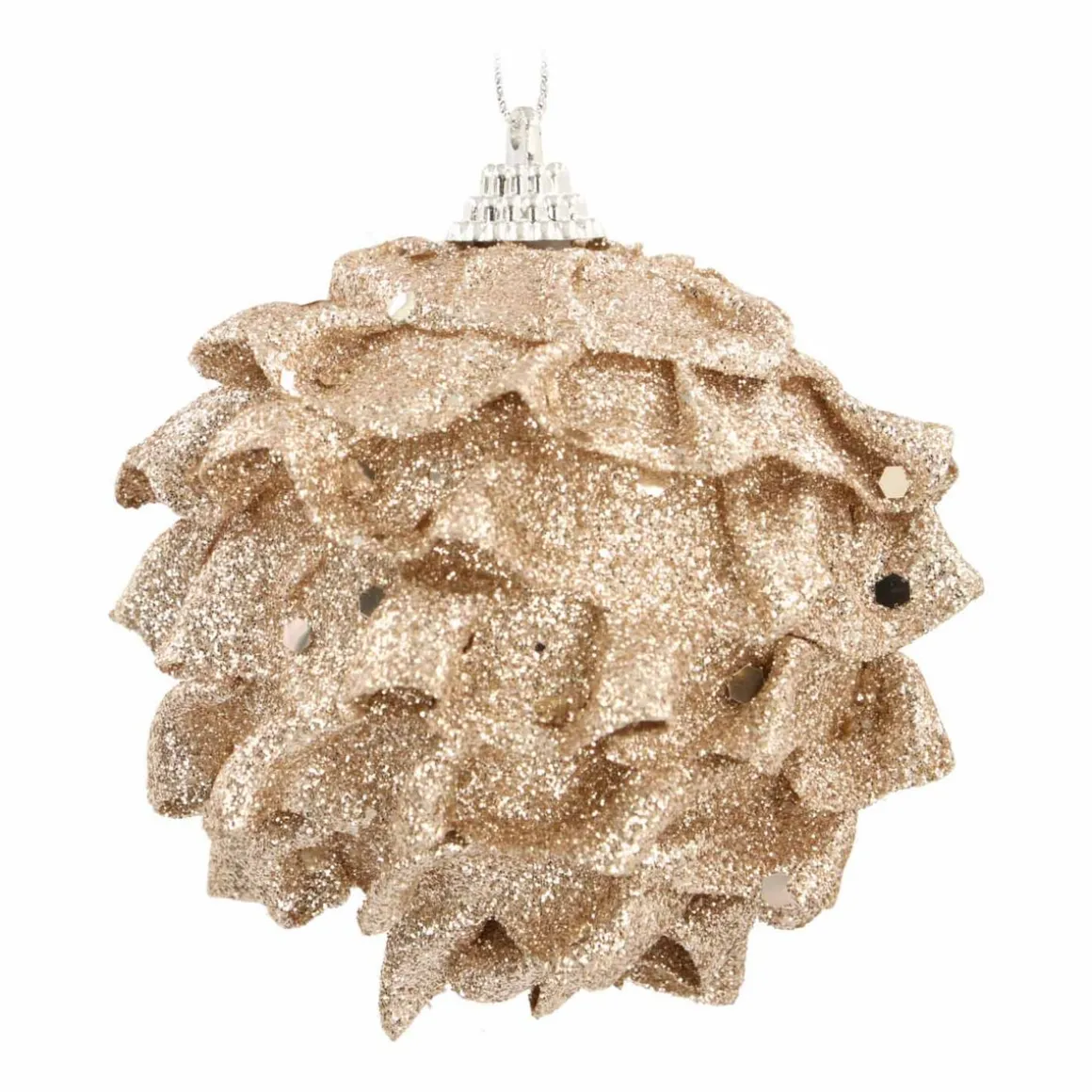Champagne Bauble With Ruches | 8 Cm