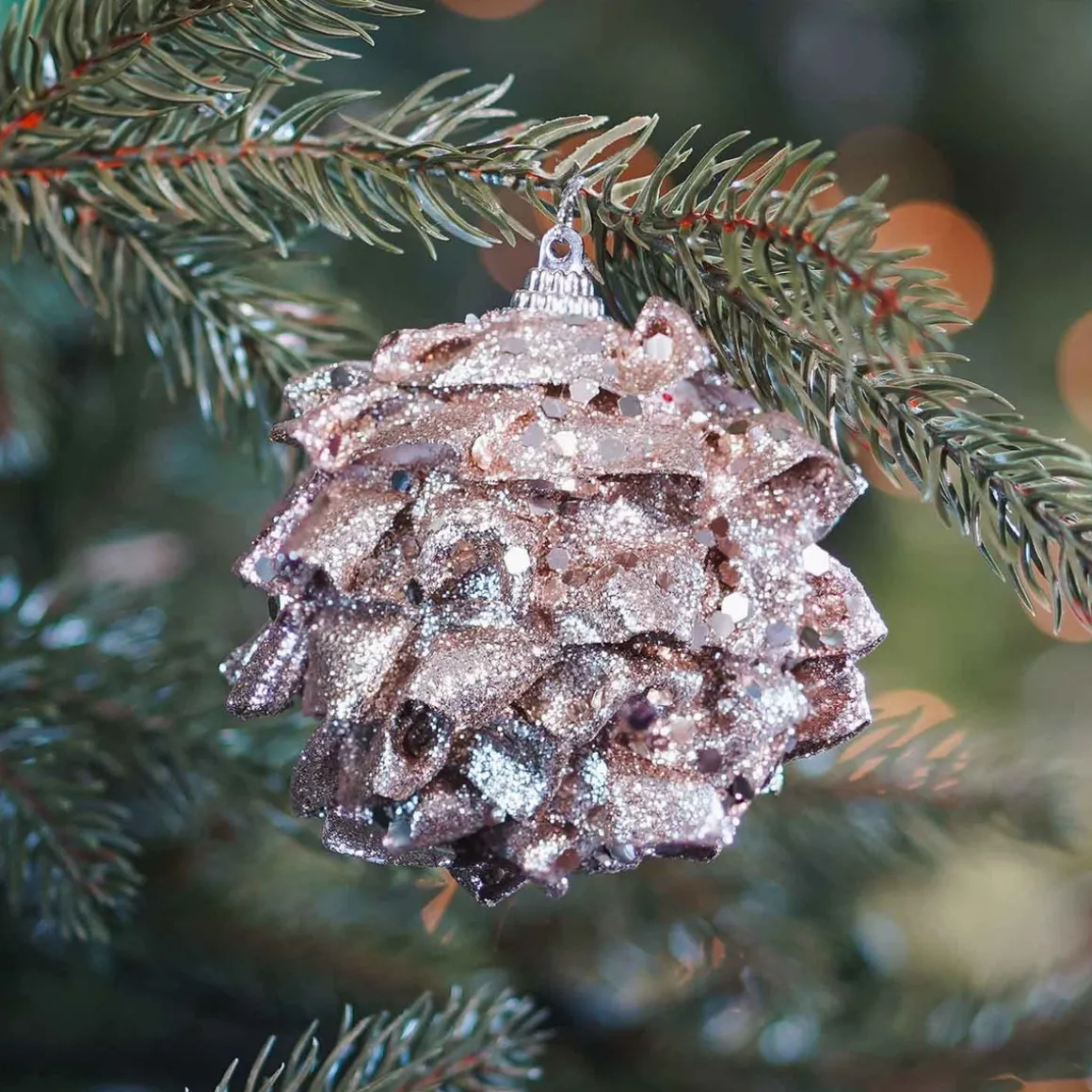 Champagne Bauble With Ruches | 8 Cm