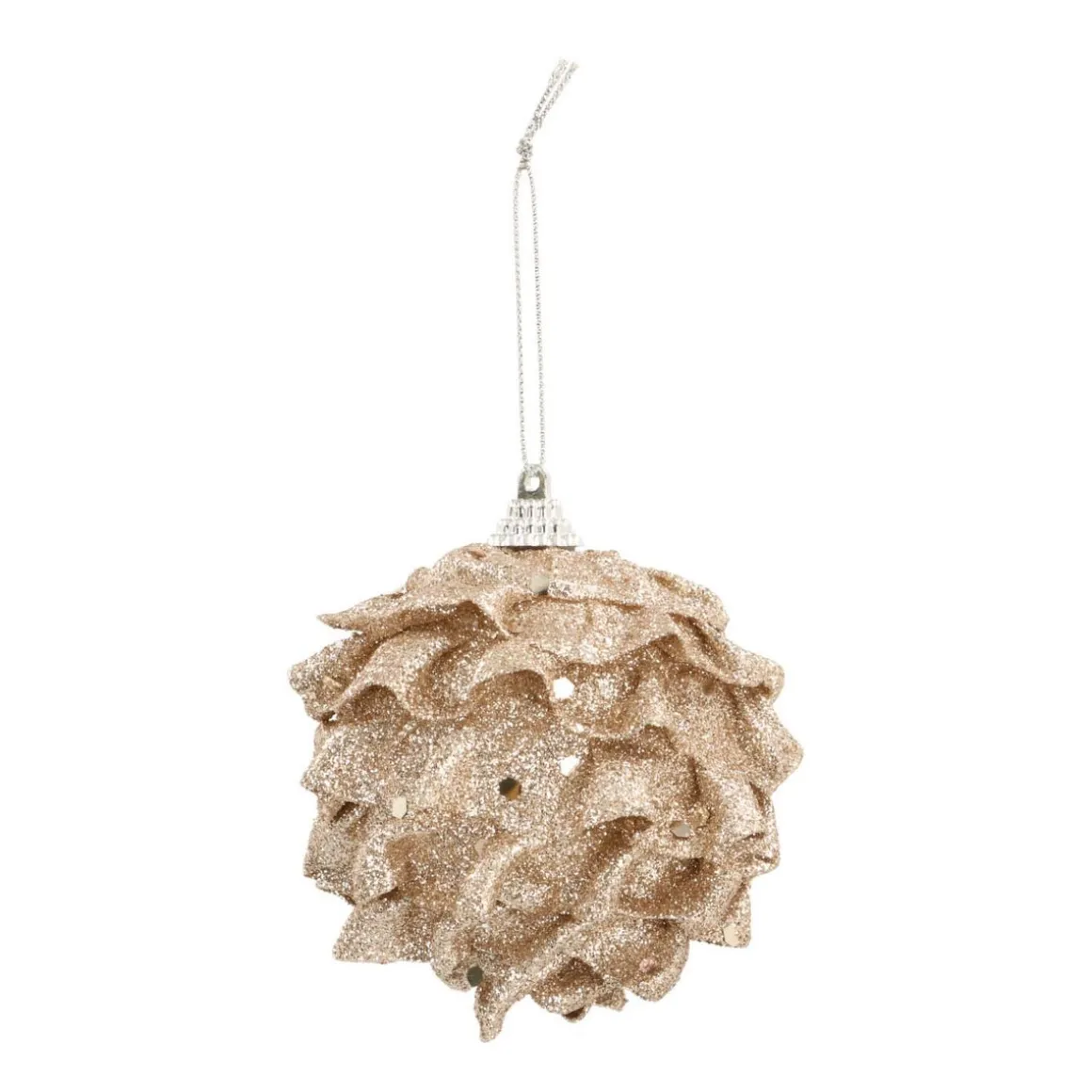 Champagne Bauble With Ruches | 8 Cm