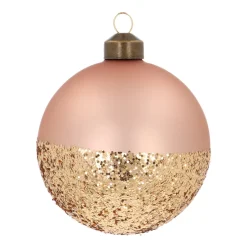 Champagne Christmas Bauble With Glitter Dip