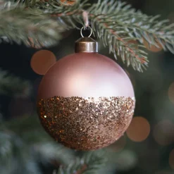 Champagne Christmas Bauble With Glitter Dip