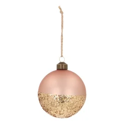 Champagne Christmas Bauble With Glitter Dip