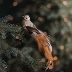 Champagne Hummingbird On A Clip With Glitter