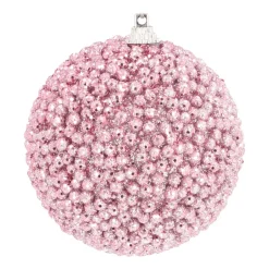 Christmas Bauble With Beads 8 Cm Pink