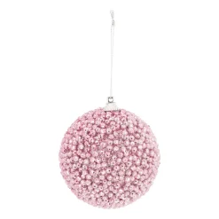 Christmas Bauble With Beads 8 Cm Pink