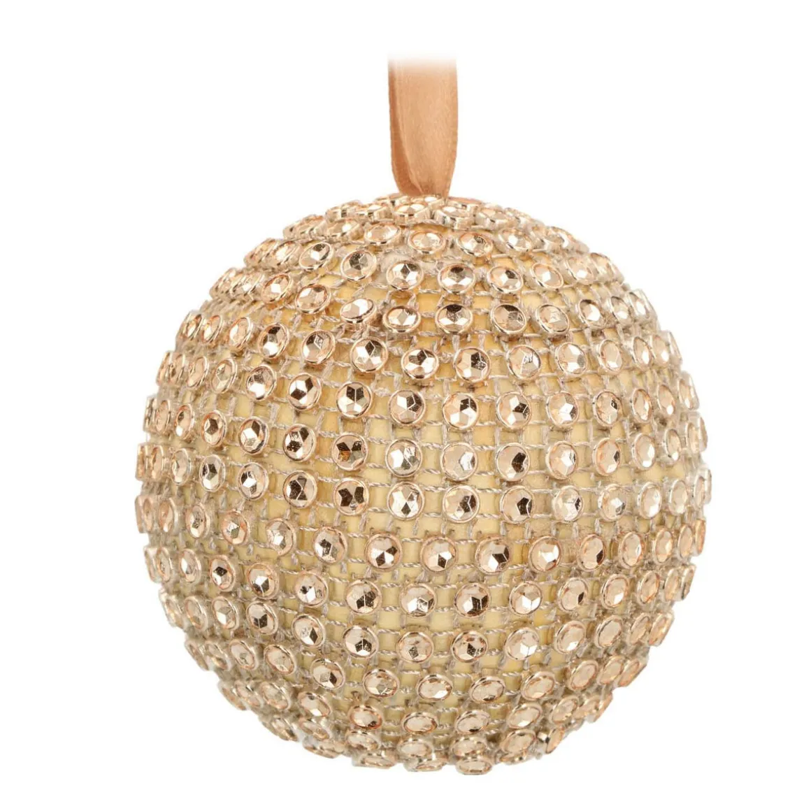 Christmas Bauble With Diamonds - 7,5cm - Gold