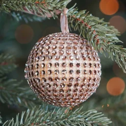 Christmas Bauble With Diamonds - 7,5cm - Gold