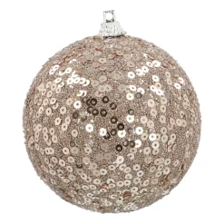 Christmas Bauble With Sequins 8cm Champagne
