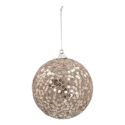Christmas Bauble With Sequins 8cm Champagne