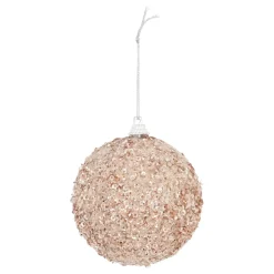 Christmas Bauble With Sequins 8cm Champagne