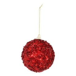 Christmas Bauble With Sequins 8 Cm Christmas Red