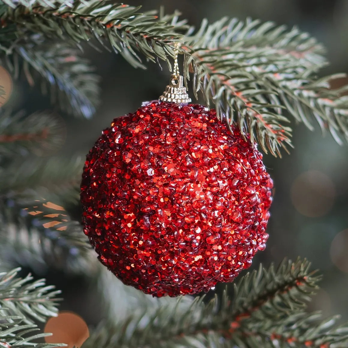 Christmas Bauble With Sequins 8 Cm Christmas Red