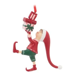 Christmas Elf With Gifts Hanger | Polyresin | 13cm