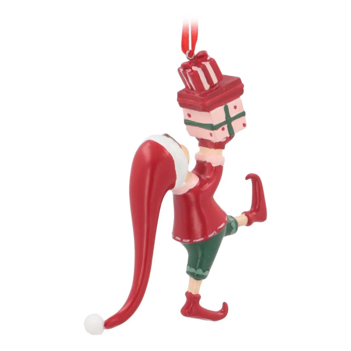 Christmas Elf With Gifts Hanger | Polyresin | 13cm