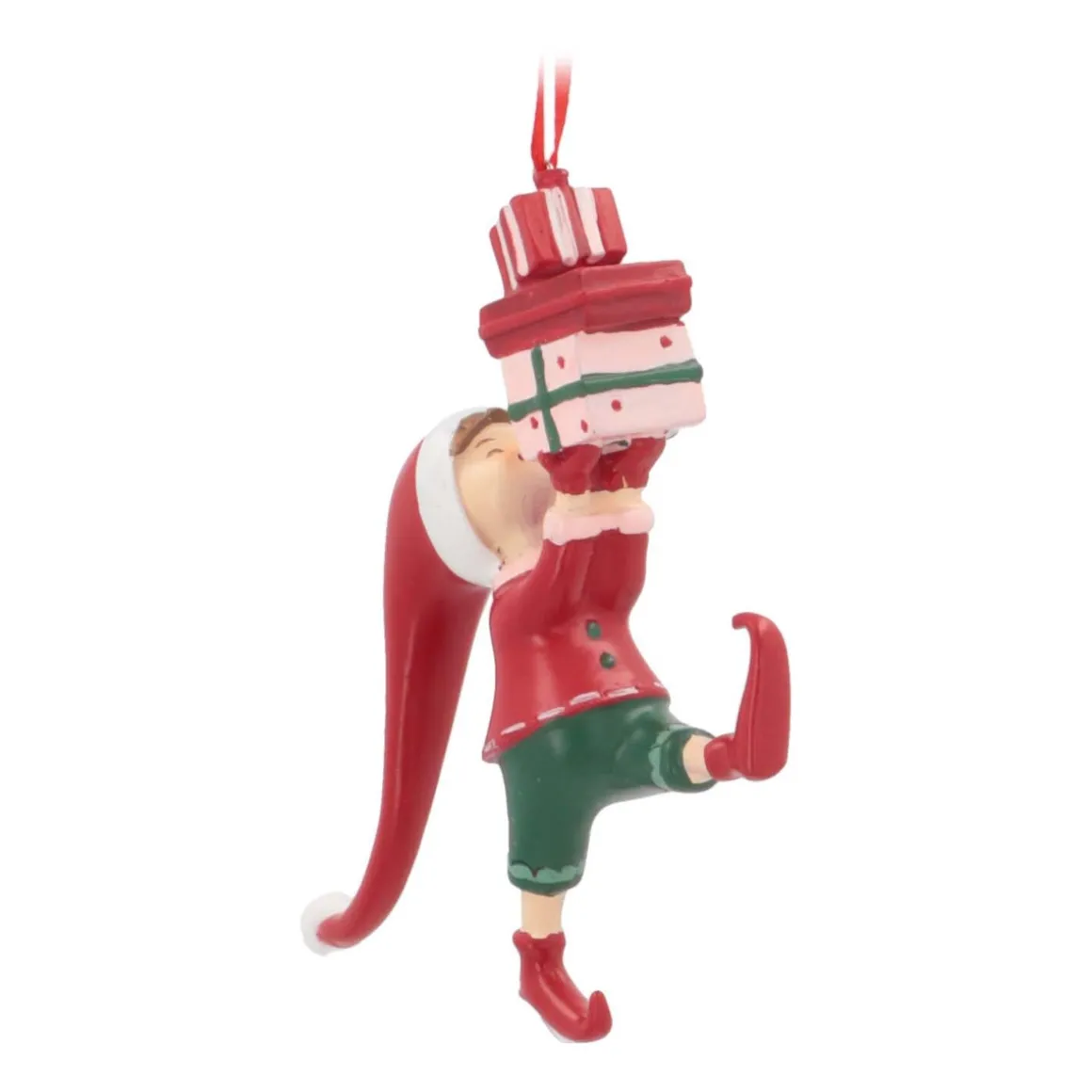 Christmas Elf With Gifts Hanger | Polyresin | 13cm