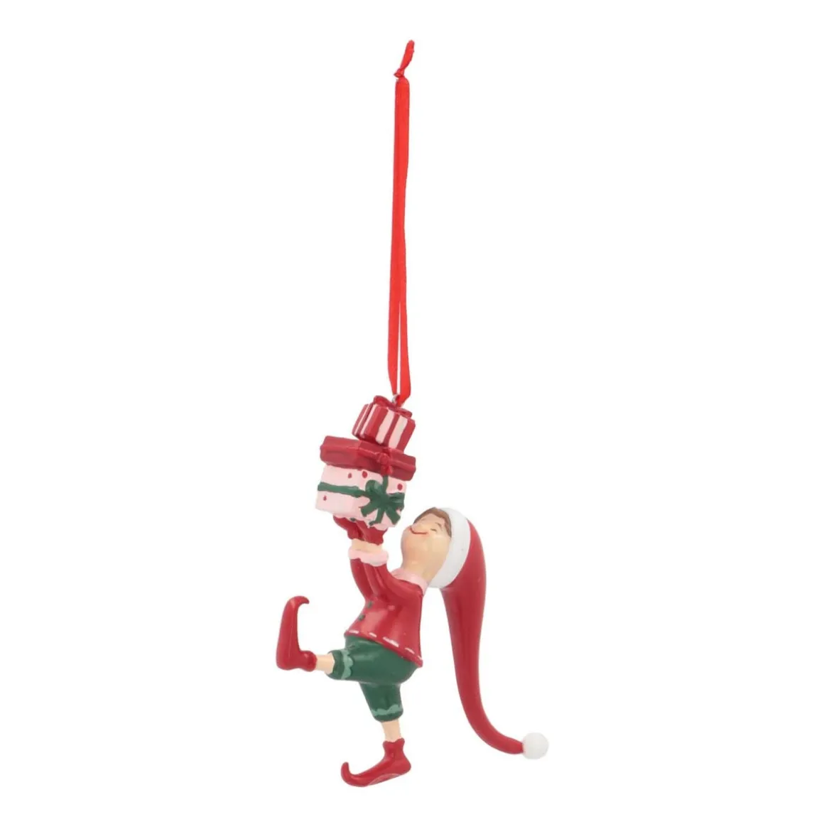 Christmas Elf With Gifts Hanger | Polyresin | 13cm