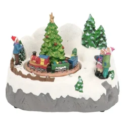 Christmas Figurine Tree And Train 17.5 Cm, Music & LED