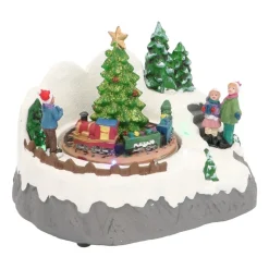 Christmas Figurine Tree And Train 17.5 Cm, Music & LED