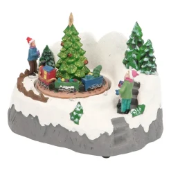 Christmas Figurine Tree And Train 17.5 Cm, Music & LED