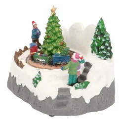 Christmas Figurine Tree And Train 17.5 Cm, Music & LED