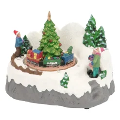 Christmas Figurine Tree And Train 17.5 Cm, Music & LED