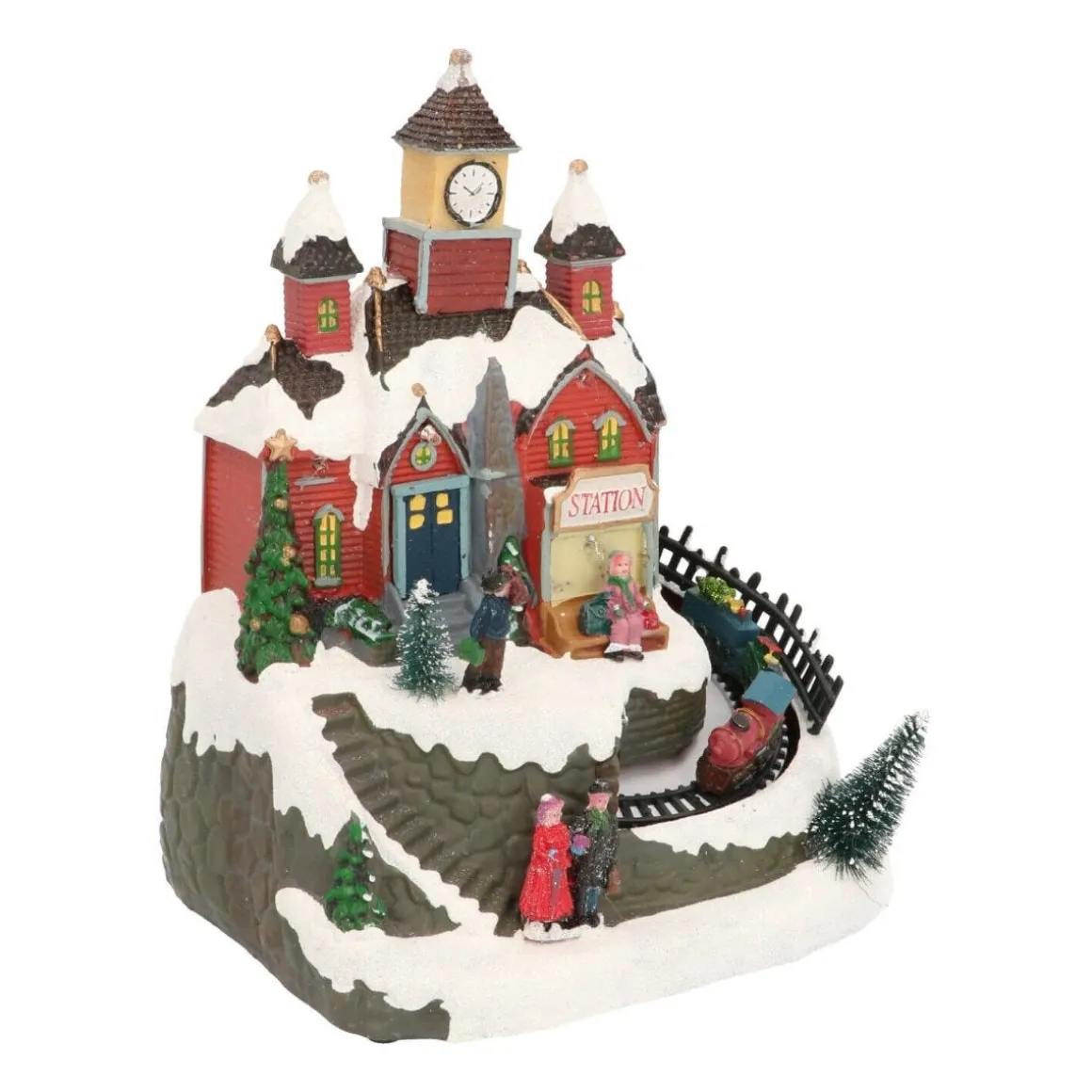 Christmas House Train Station 19.5cm, Music & LED