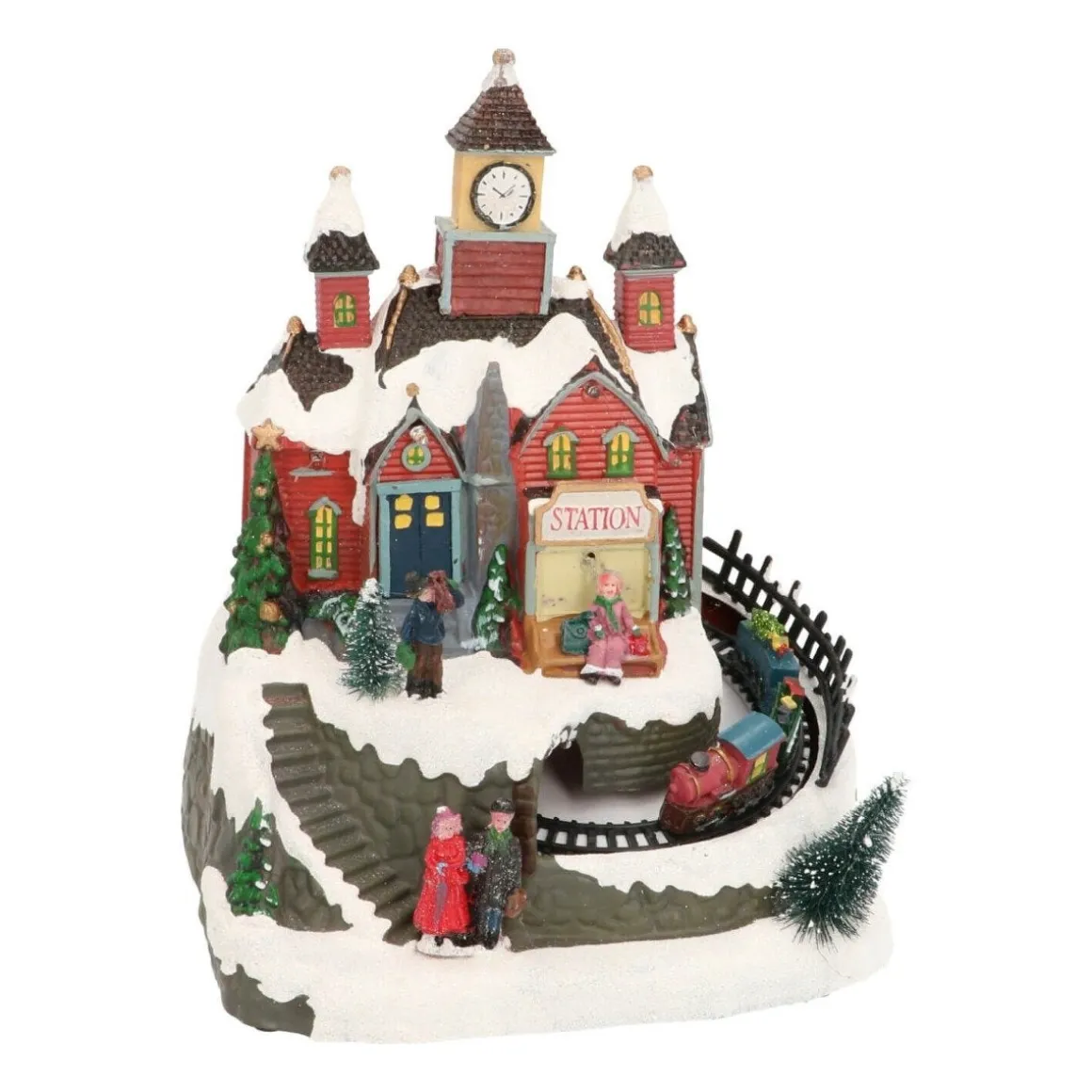 Christmas House Train Station 19.5cm, Music & LED