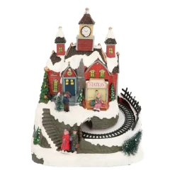 Christmas House Train Station 19.5cm, Music & LED