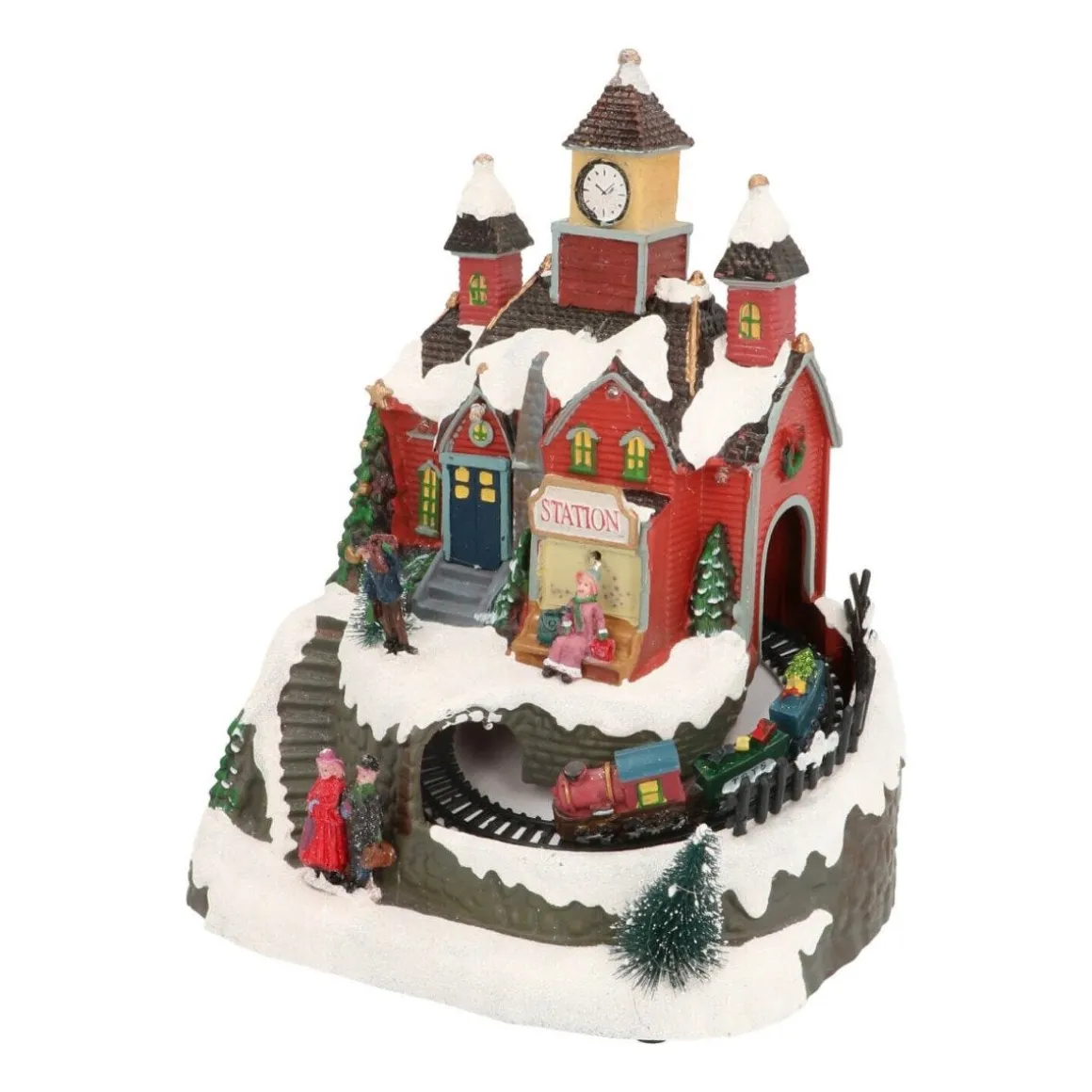 Christmas House Train Station 19.5cm, Music & LED