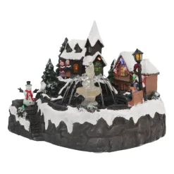 Christmas House With Real Fountain, LED & Sound, 27,5cm