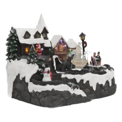 Christmas House With Real Fountain, LED & Sound, 27,5cm