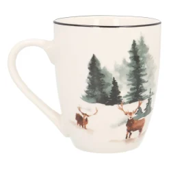 Christmas Mug With Deer And Gold Trim