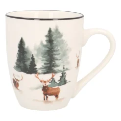 Christmas Mug With Deer And Gold Trim