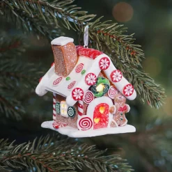 Christmas Ornament | Candy House With LED | Handmade | Batteries Incl.