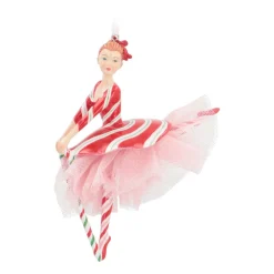 Christmas Ornament Ballerina With Candy Cane | Polyresin | 16cm
