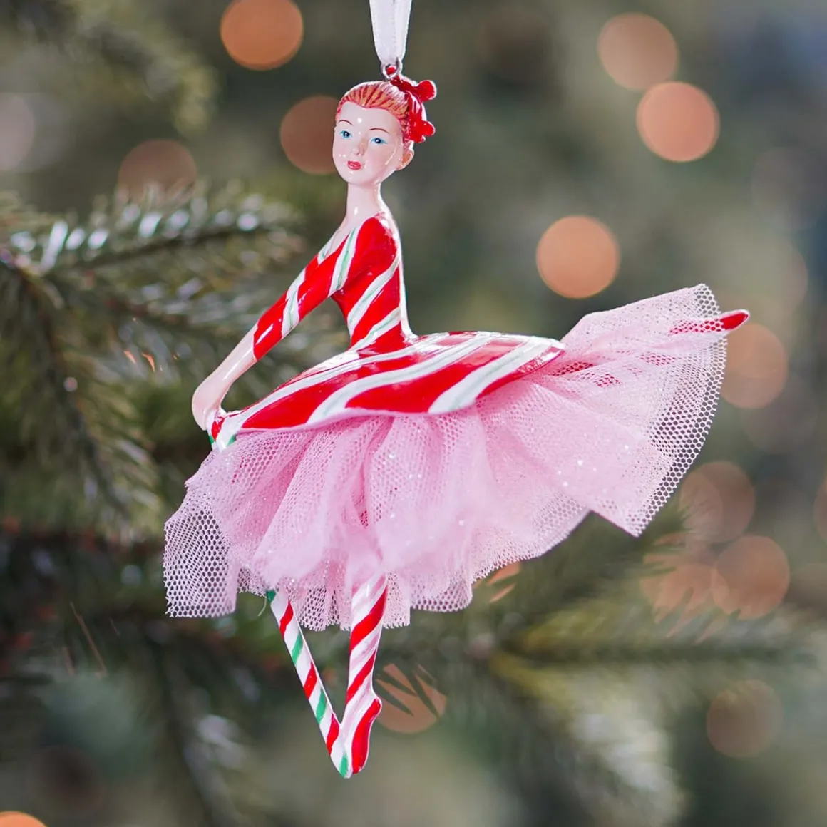 Christmas Ornament Ballerina With Candy Cane | Polyresin | 16cm