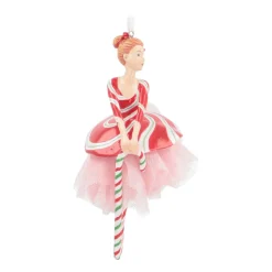 Christmas Ornament Ballerina With Candy Cane | Polyresin | 16cm