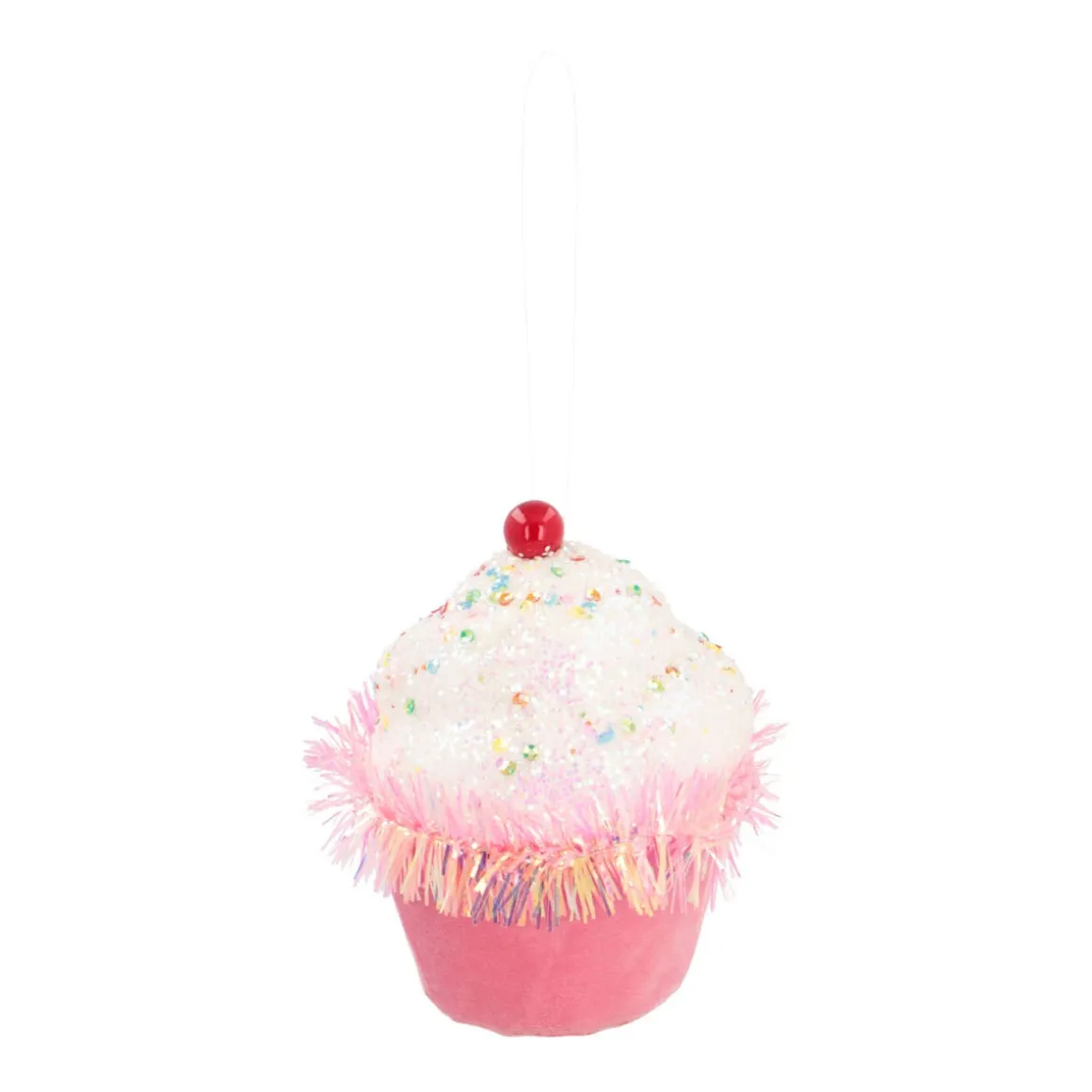 Christmas Ornament Cupcake | White Pink | 12 Cm