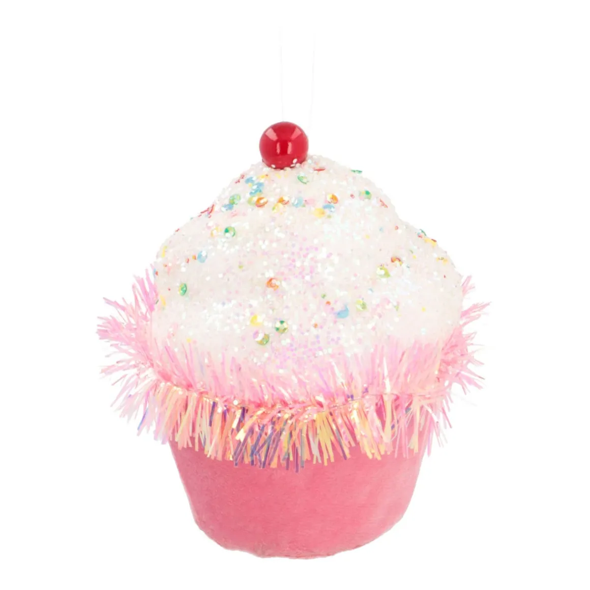 Christmas Ornament Cupcake | White Pink | 12 Cm