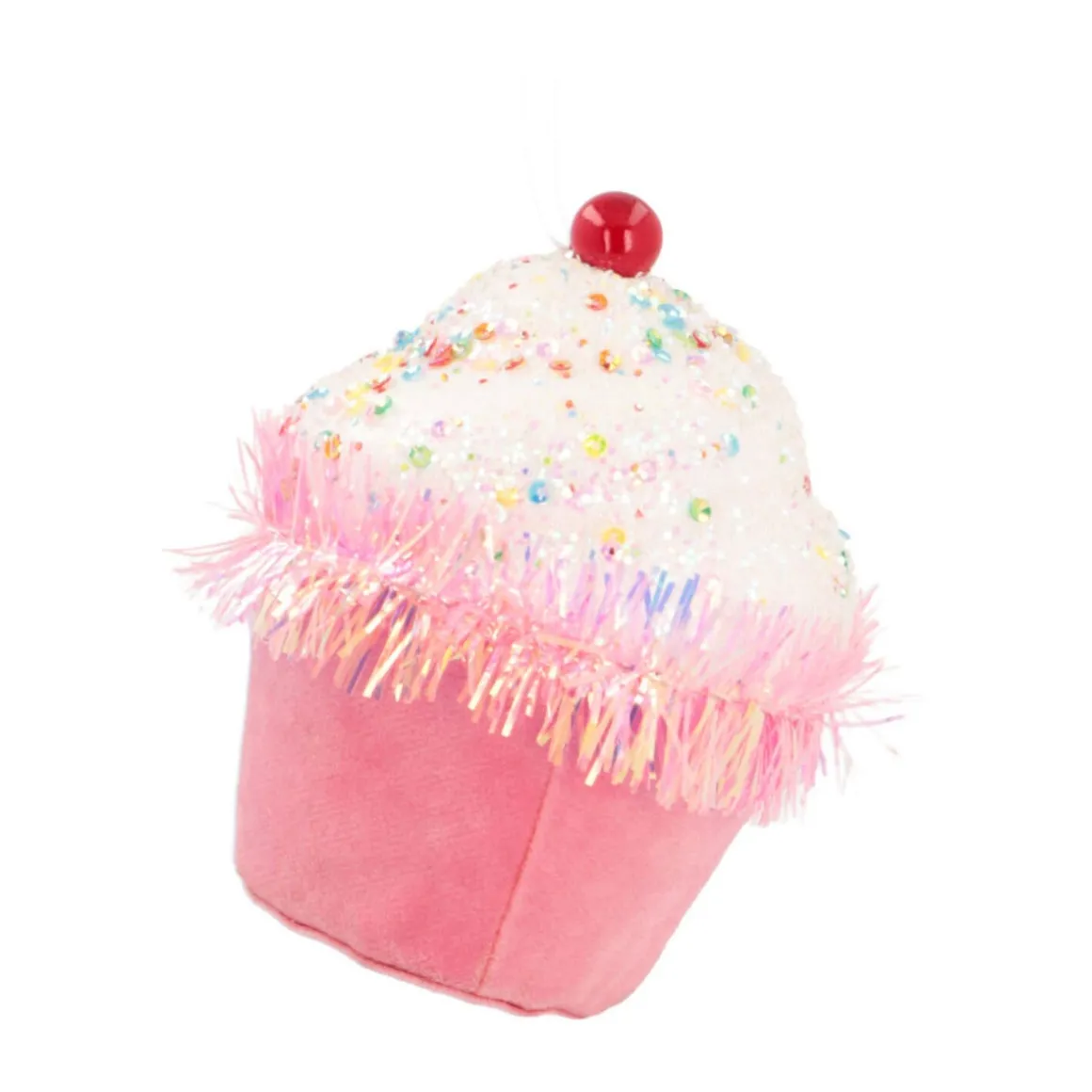 Christmas Ornament Cupcake | White Pink | 12 Cm