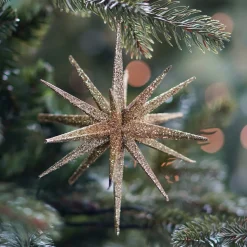 Christmas Ornament Geometric Star | 3D | Light Gold | Plastic | 15cm