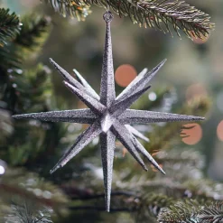 Christmas Ornament Geometric Star | 3D | Silver | Plastic | 15cm