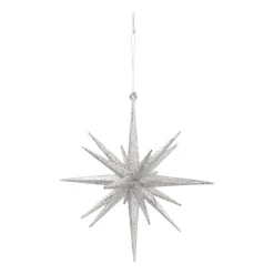 Christmas Ornament Geometric Star | 3D | Silver | Plastic | 15cm