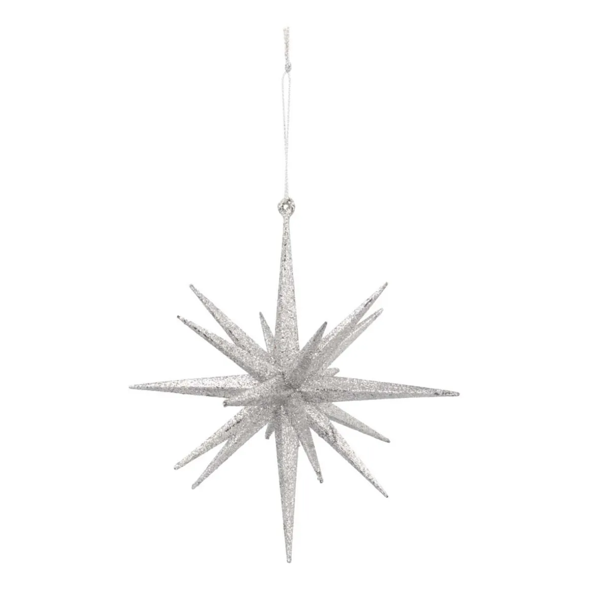 Christmas Ornament Geometric Star | 3D | Silver | Plastic | 15cm